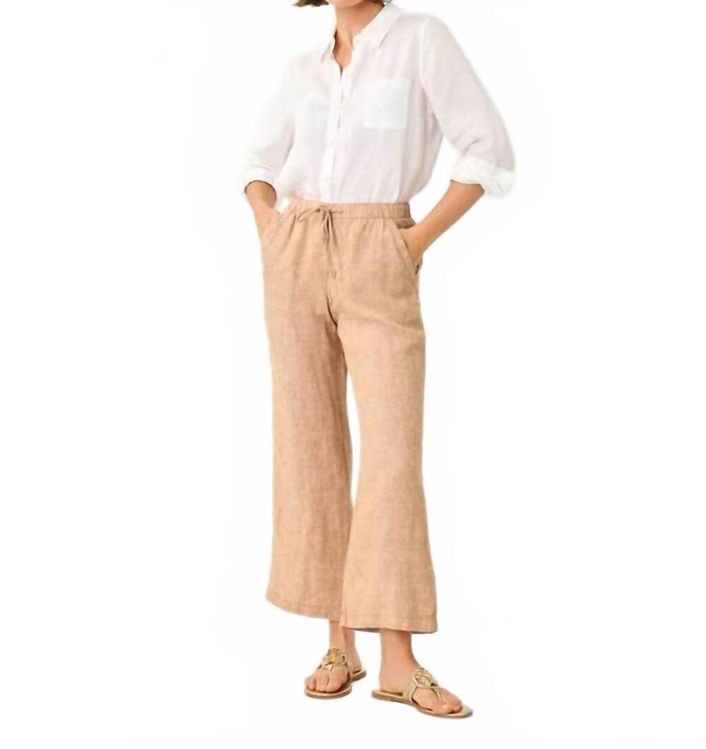 NEW LILLY PULITZER brawley linen crop pants in iced latte x resort white